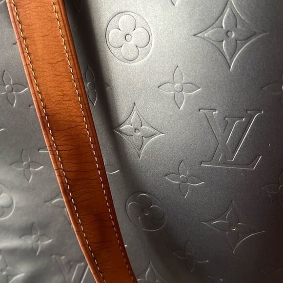 Louis Vuitton Stockton Matte Black Embossed Leather Shoulder Bag Tote CA0043 - Picture 9 of 16